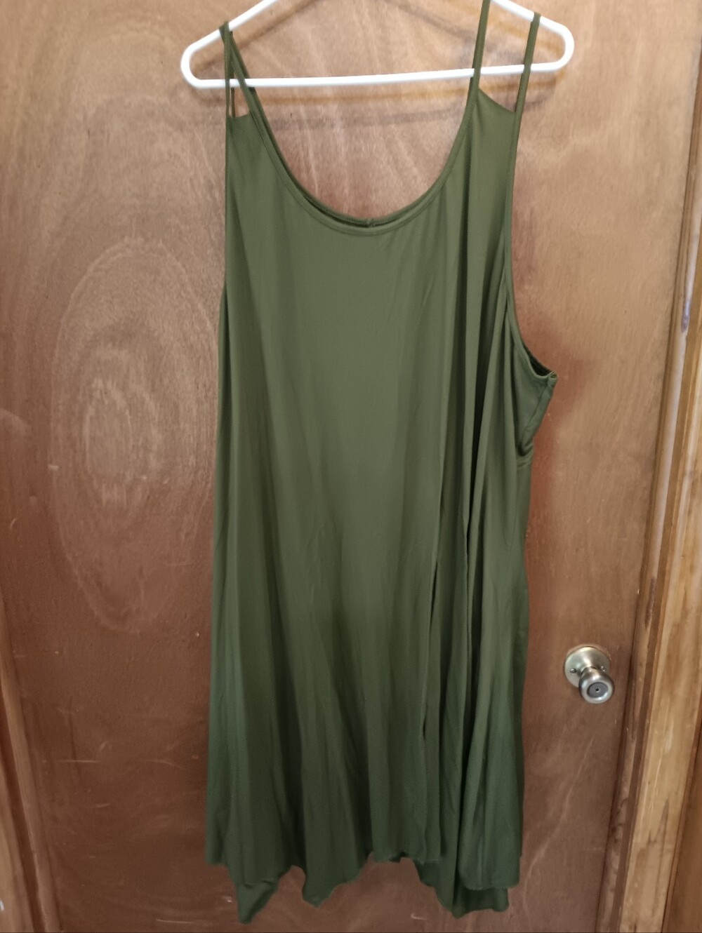 Olive Green Sleeveless Swing Dress - Women
